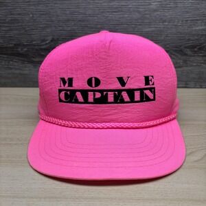 Vintage Move Captain Hat Cap Snap Back Hot Pink Rope Braid Neon Graphic